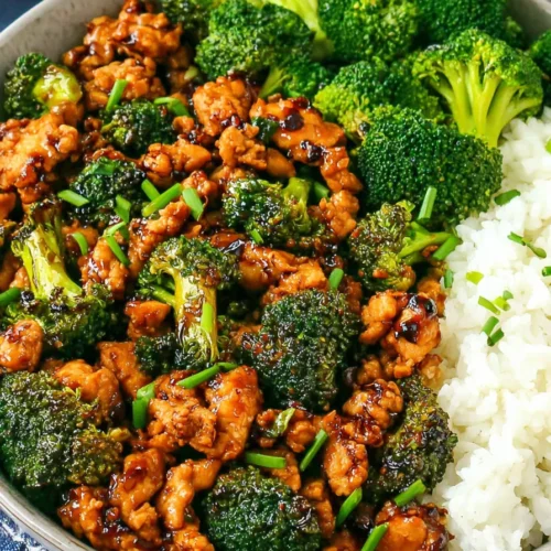 Honey Sriracha Ground Chicken and Broccoli