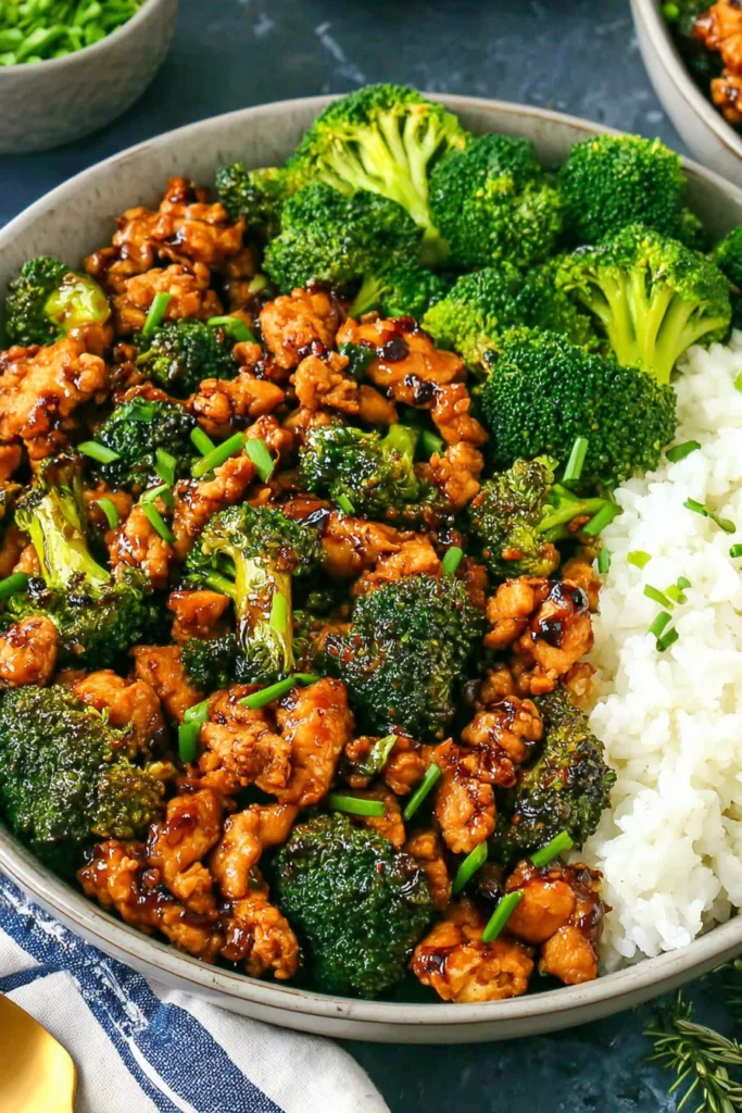 Honey Sriracha Ground Chicken and Broccoli