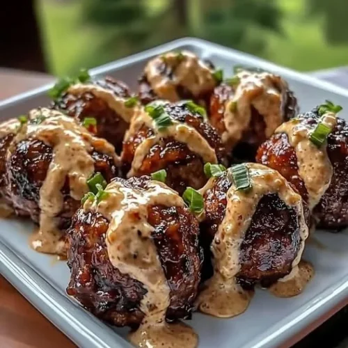 Juicy Korean-Style BBQ Meatballs with Spicy Mayo Sauce