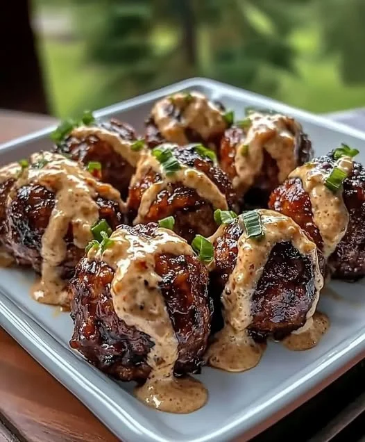 Juicy Korean-Style BBQ Meatballs with Spicy Mayo Sauce