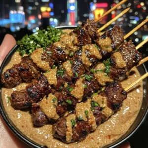 Korean BBQ Beef Skewers with Gochujang Garlic Dip