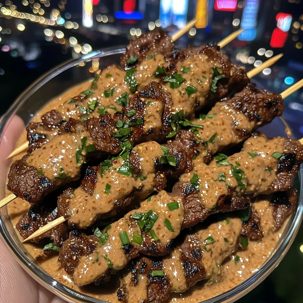 Korean BBQ Beef Skewers with Spicy Scallion Sauce