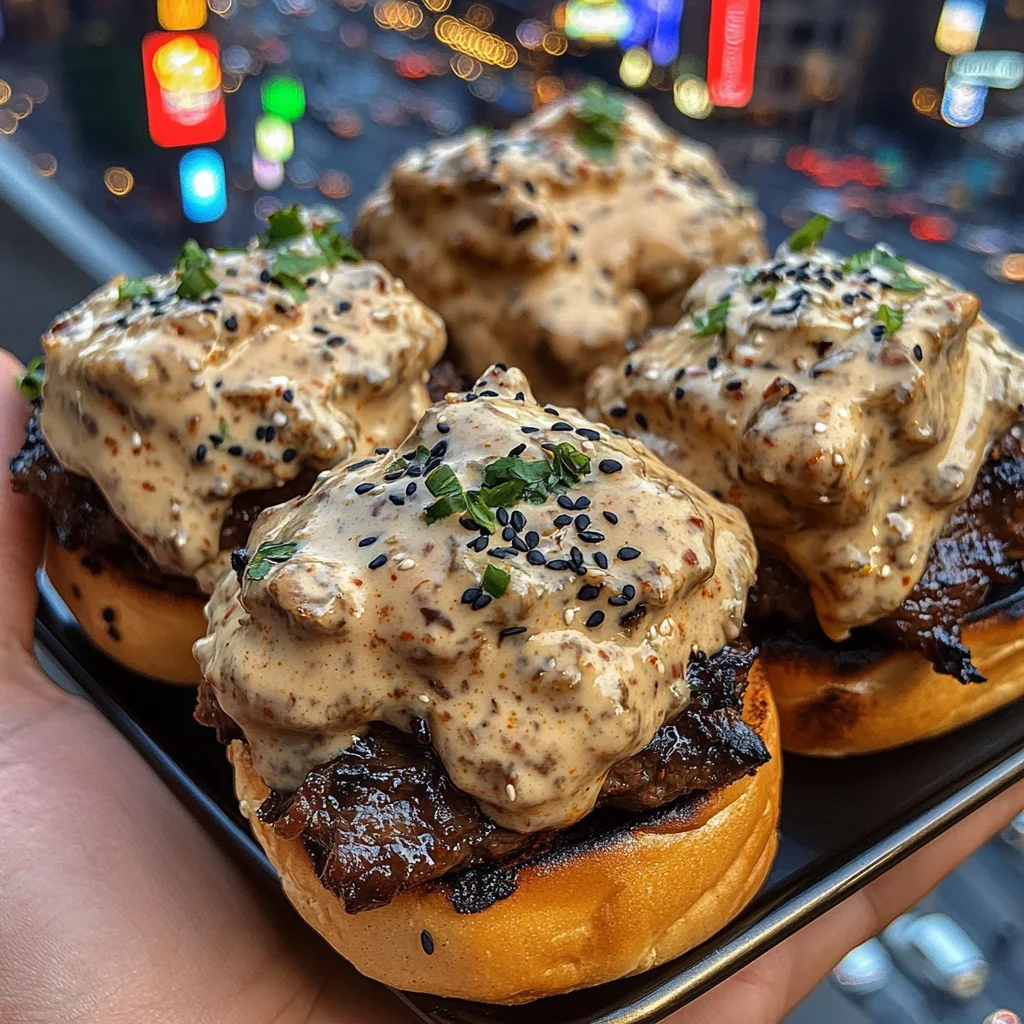 Korean BBQ Beef Sliders with Creamy Gochujang Sauce