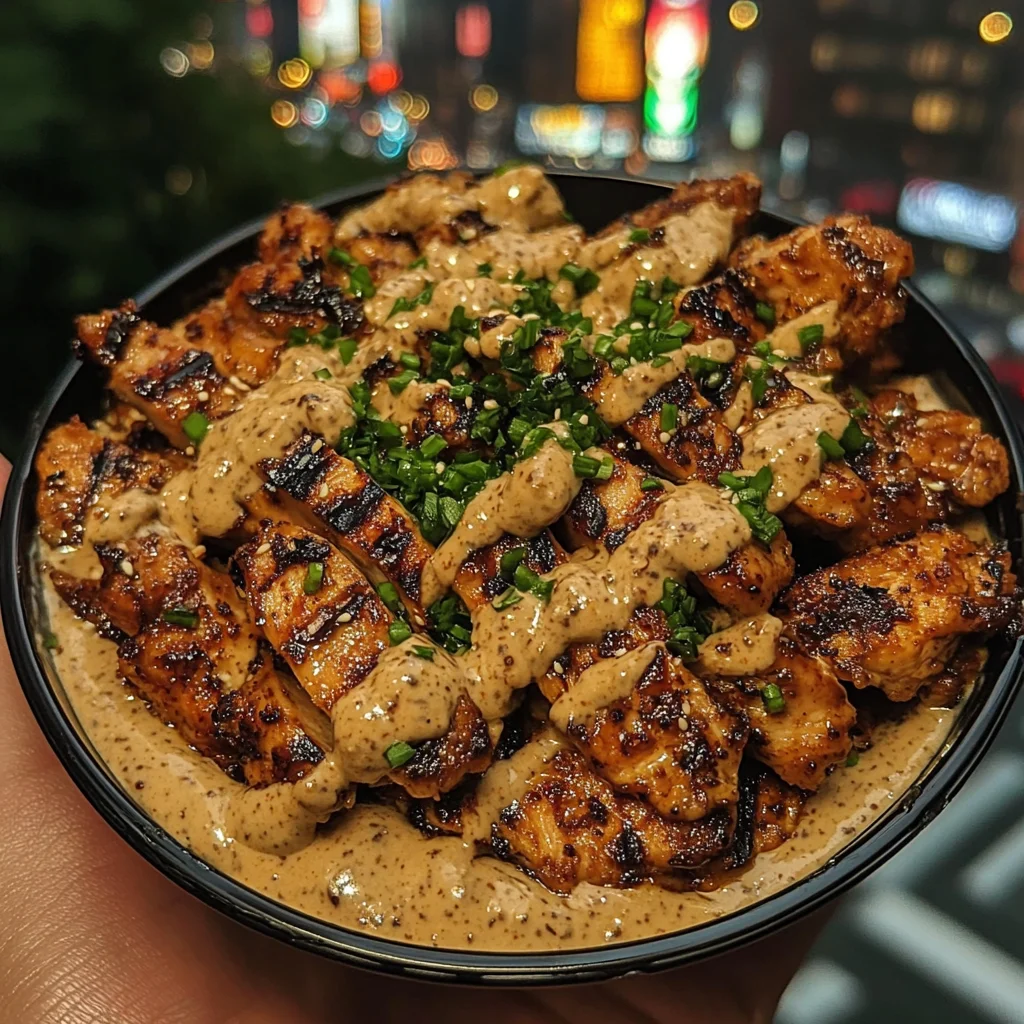 Korean BBQ Chicken Bowls with Creamy Sesame Dip