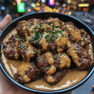 Korean Beef Bites with Sweet Sesame Ginger Sauce