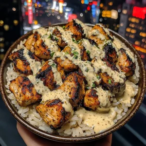 Lemon Pepper Chicken Rice Bowls with Zesty Ranch Sauce