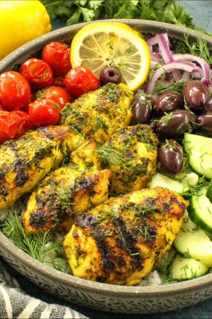 Mediterranean-Inspired Lemon-Dill Chicken Bowls