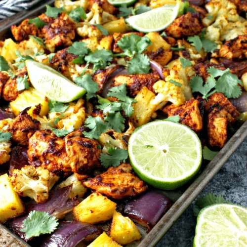 Sheet Pan Chicken, Chipotle & Pineapple Tacos