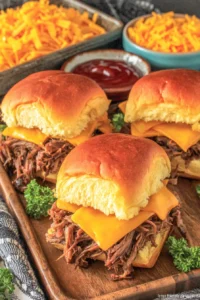 Slow Cooker Beef & Cheddar Sandwiches