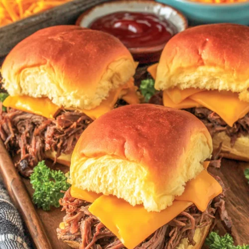 Slow Cooker Beef & Cheddar Sandwiches