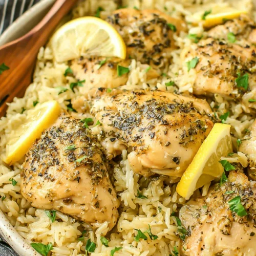 Slow Cooker Lemon Herb Chicken and Rice