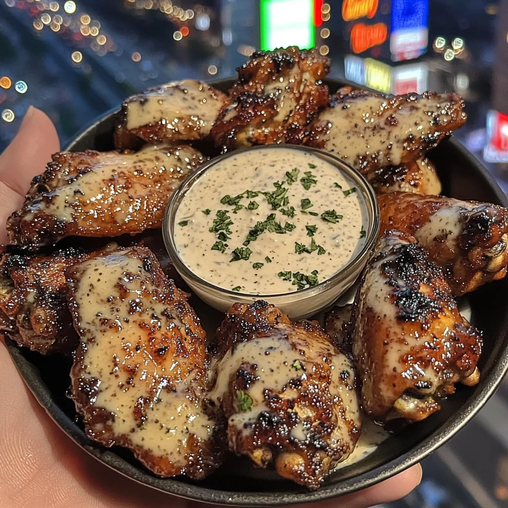 Spicy Honey Glazed Chicken Wings with Creamy Ranch Dip