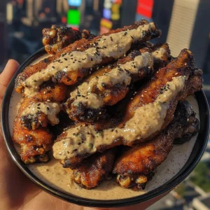 Spicy Teriyaki Chicken Wings with Sesame Mayo Dip