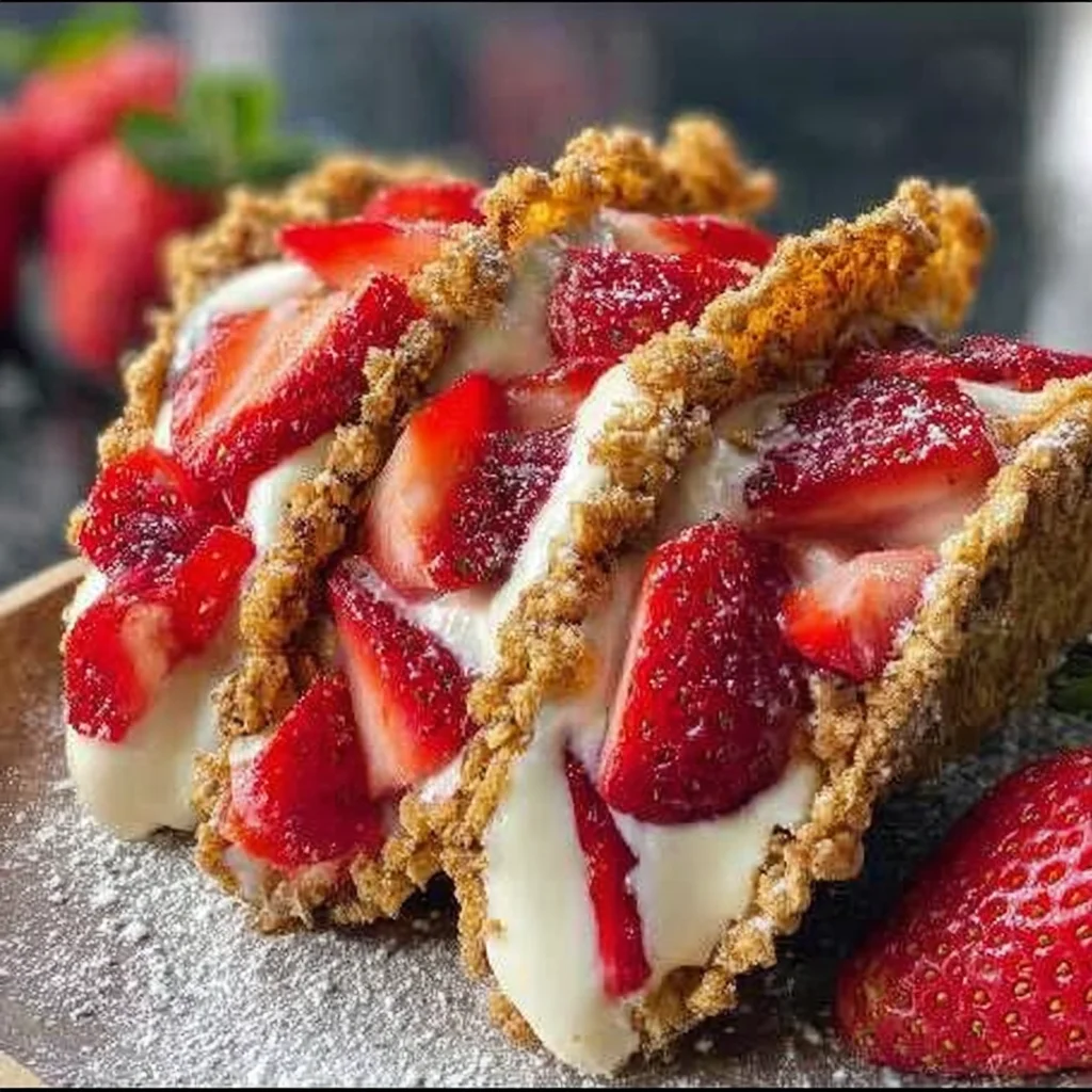 Strawberry Crunch Cheesecake Tacos