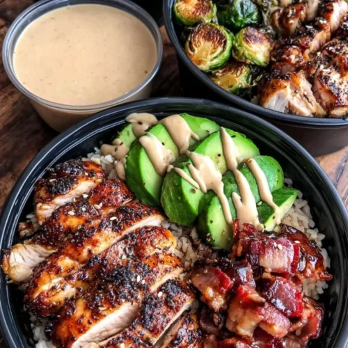 Teriyaki Chicken Bowls with Crispy Brussels