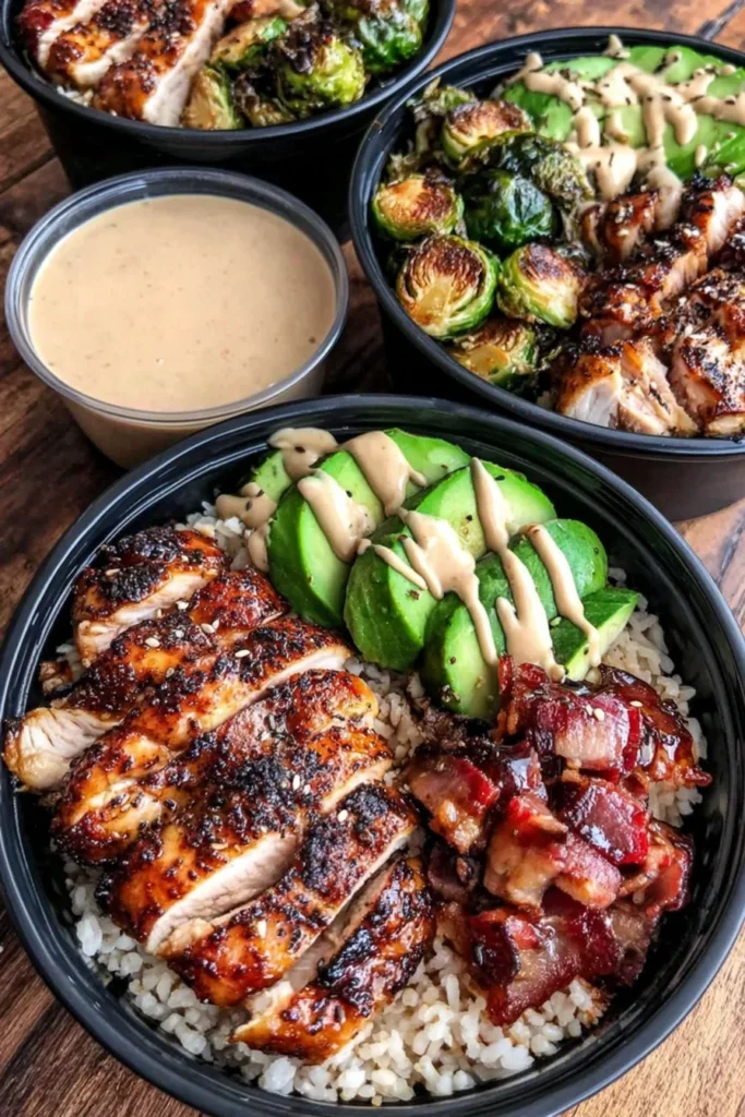 Teriyaki Chicken Bowls with Crispy Brussels