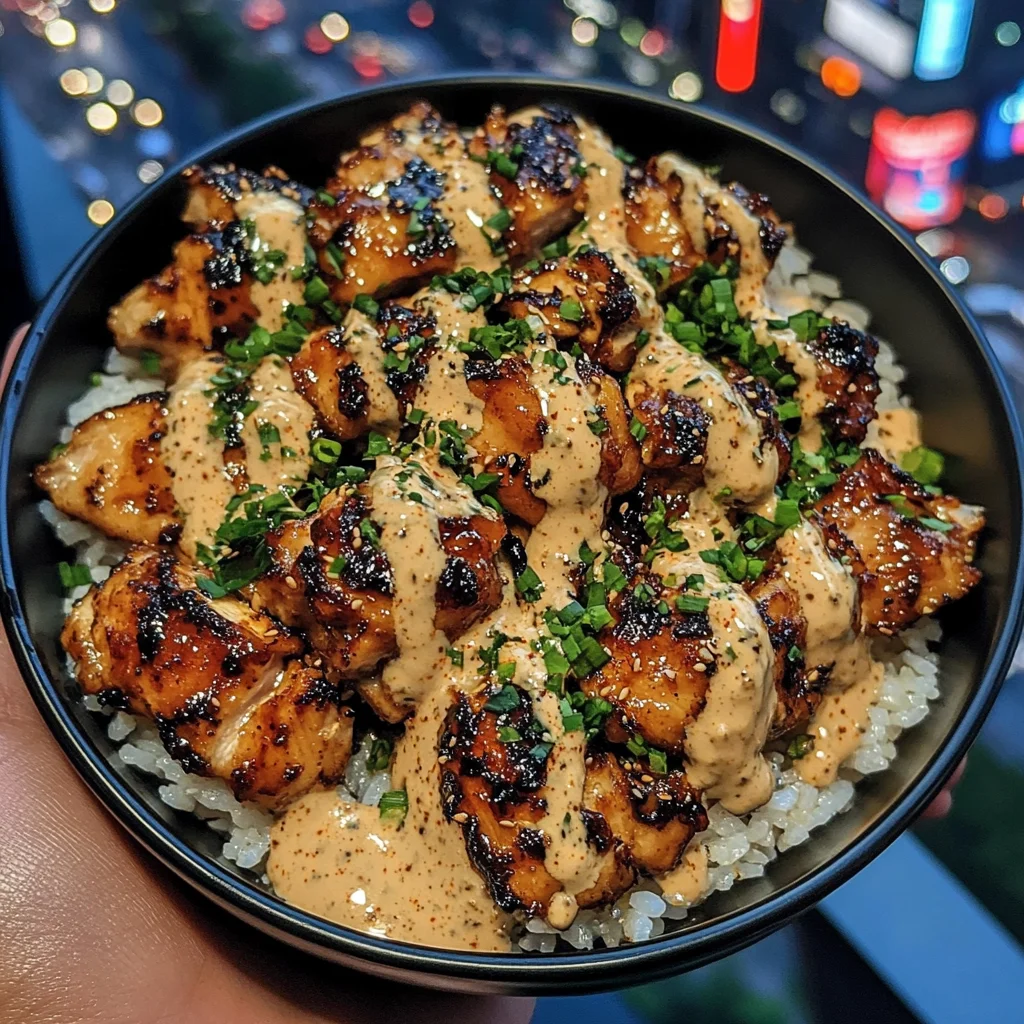 Teriyaki Chicken Rice Bowls with Creamy Sriracha Sauce