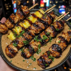 Teriyaki Chicken Skewers with Pineapple Dipping Sauce