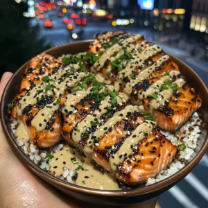 Teriyaki Salmon Bowls with Sesame Ginger Drizzle