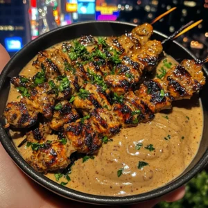 Thai Chicken Satay with Creamy Peanut Dipping Sauce
