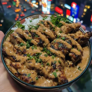 Thai Peanut Chicken Bowls with Coconut Drizzle