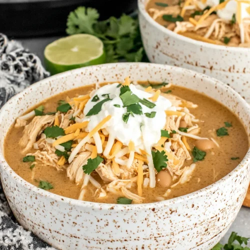 The Easiest Crockpot White Chicken Chili with Cream Cheese (Kid-Friendly Fall Dinner Recipe!)