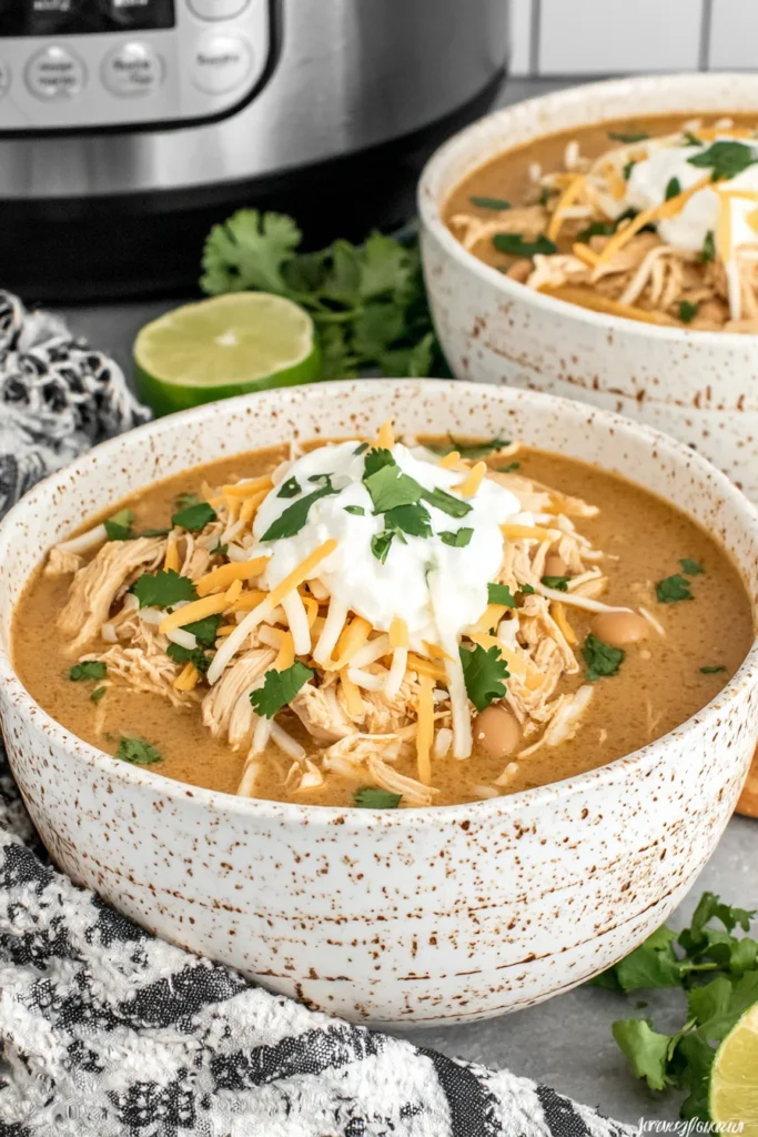 The Easiest Crockpot White Chicken Chili with Cream Cheese (Kid-Friendly Fall Dinner Recipe!)
