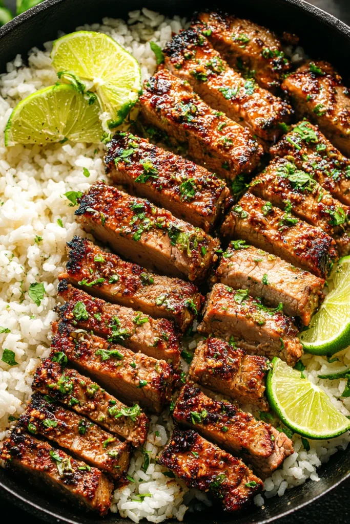 Zesty Ginger Lime Pork with Creamy Coconut Rice – 30-Minute Dinner