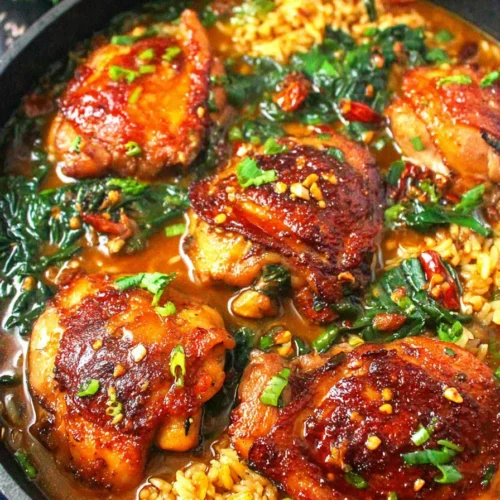 Caramelised Soy Chicken in Garlic Ginger Broth with Rice
