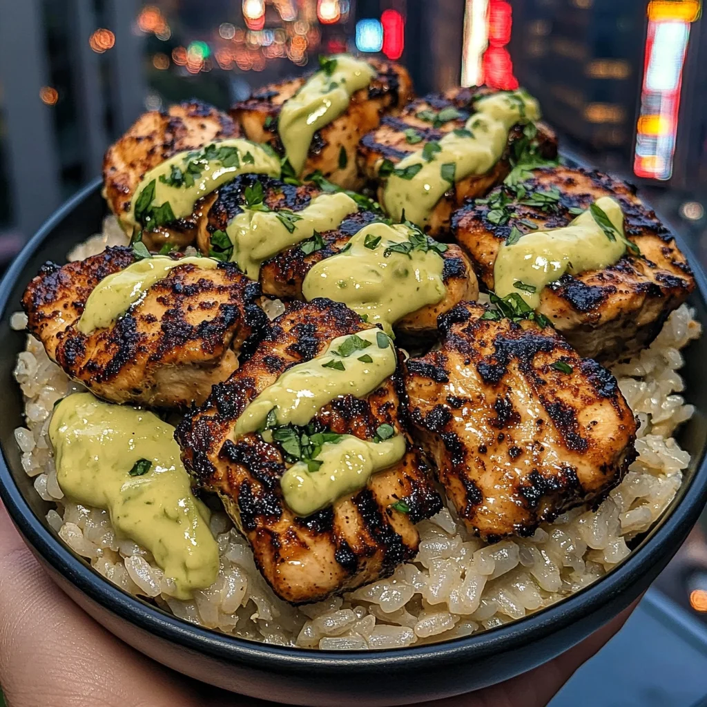 Chili Lime Chicken Rice Bowls with Avocado Crema