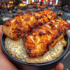 Crispy Fish Rice Bowls with Tangy Lemon Dill Dip