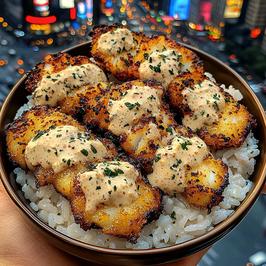 Crispy Fish Rice Bowls with Zesty Tartar Sauce