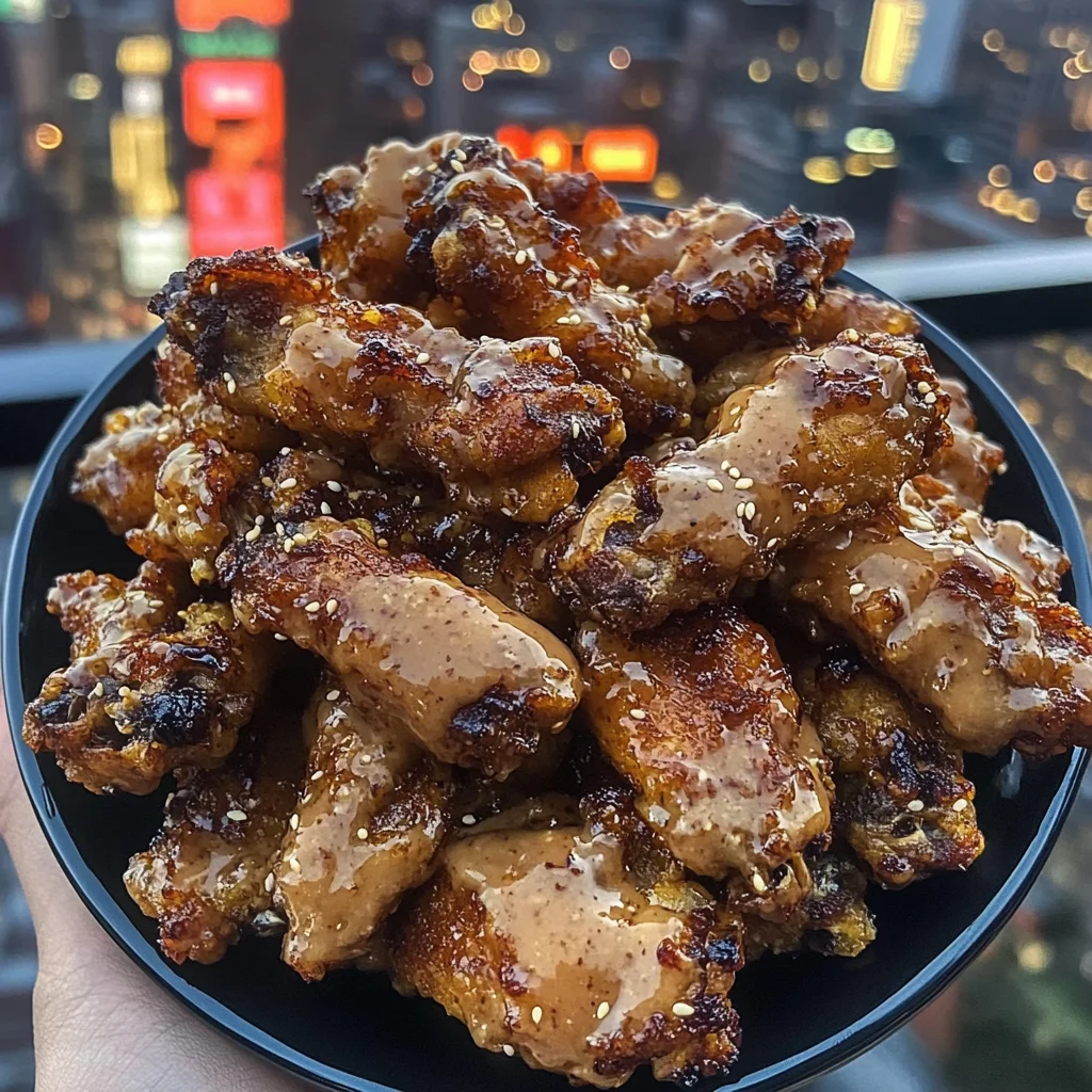 Crispy Honey Garlic Chicken Wings with Sesame Sauce