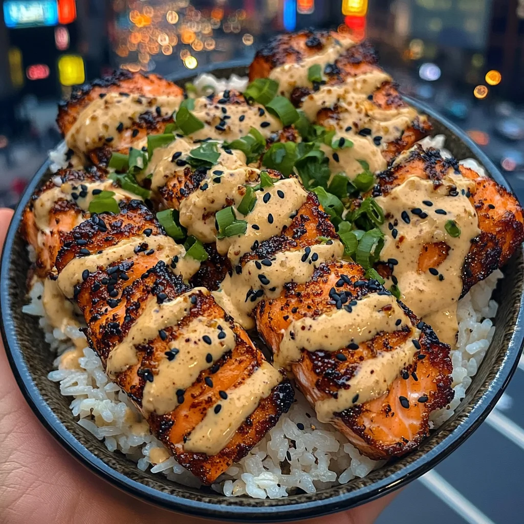 Crispy Salmon Rice Bowls with Sweet Teriyaki Sauce