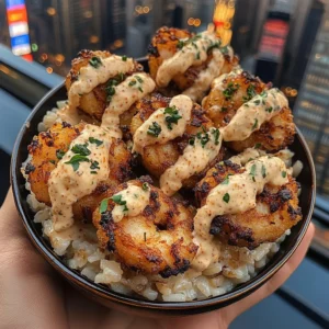 Crispy Shrimp Rice Bowls with Spicy Garlic Mayo