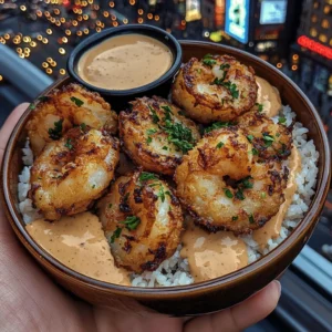 Crispy Tempura Shrimp Rice Bowls with Ponzu Dipping Sauce