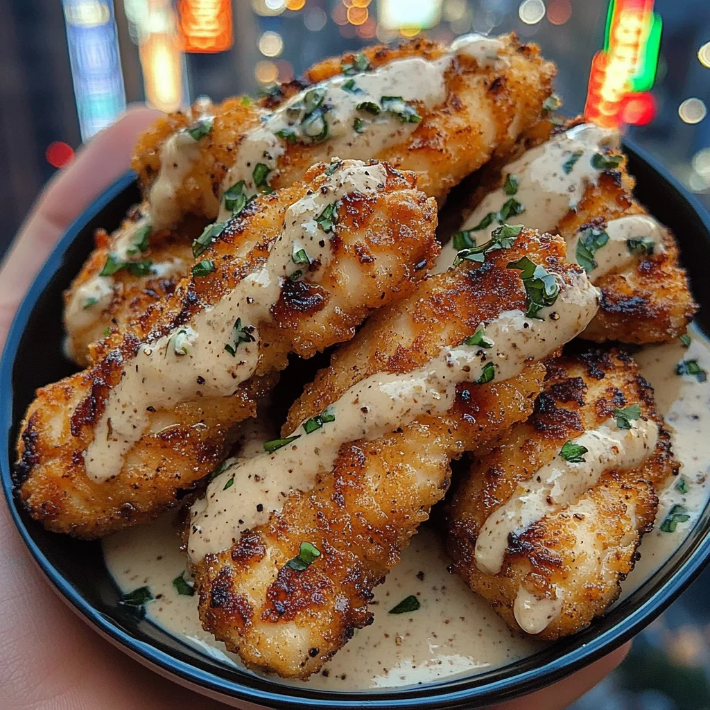 Garlic Butter Chicken Strips with Creamy Ranch Sauce