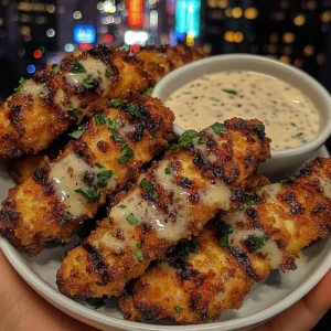 Garlic Butter Chicken Strips with Ranch Dipping Sauce