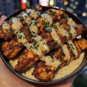 Garlic Butter Salmon Strips with Lemon Ranch Sauce