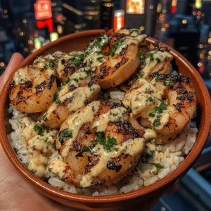 Garlic Butter Shrimp Rice Bowls with Chili Lime Sauce