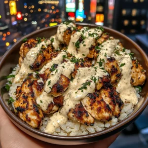 Garlic Herb Chicken Rice Bowls with Creamy Ranch Drizzle