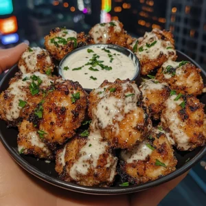 Garlic Parmesan Chicken Bites with Creamy Ranch Dip