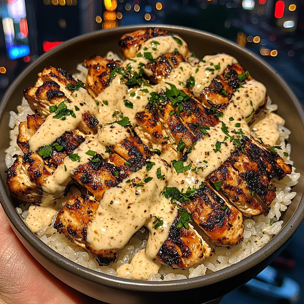 Garlic Parmesan Chicken Rice Bowls with Creamy Ranch Sauce