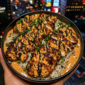 Garlic Soy Chicken Rice Bowls with Chili Sesame Sauce