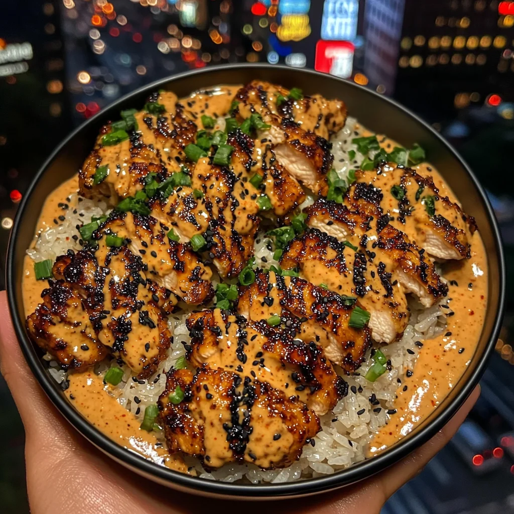 Garlic Soy Chicken Rice Bowls with Chili Sesame Sauce