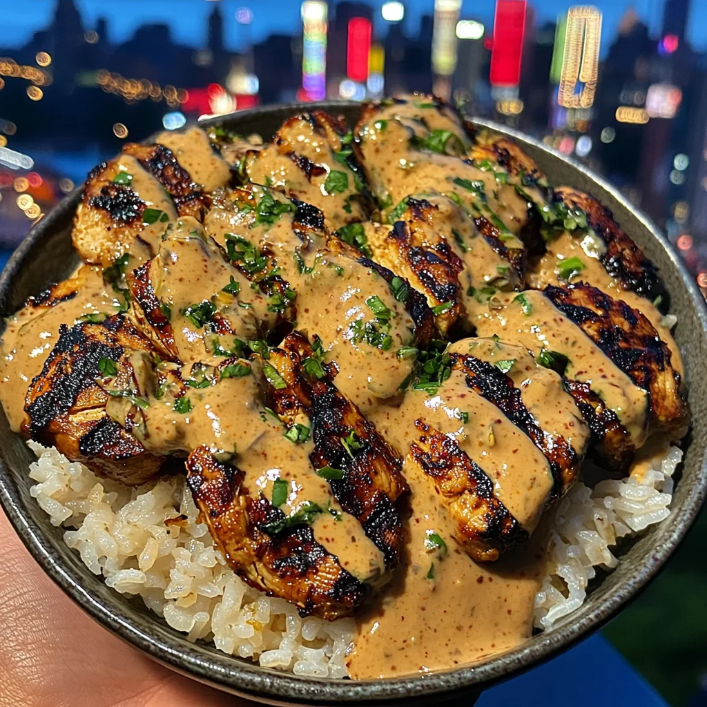 Grilled Chicken Rice Bowls with Chipotle Lime Sauce
