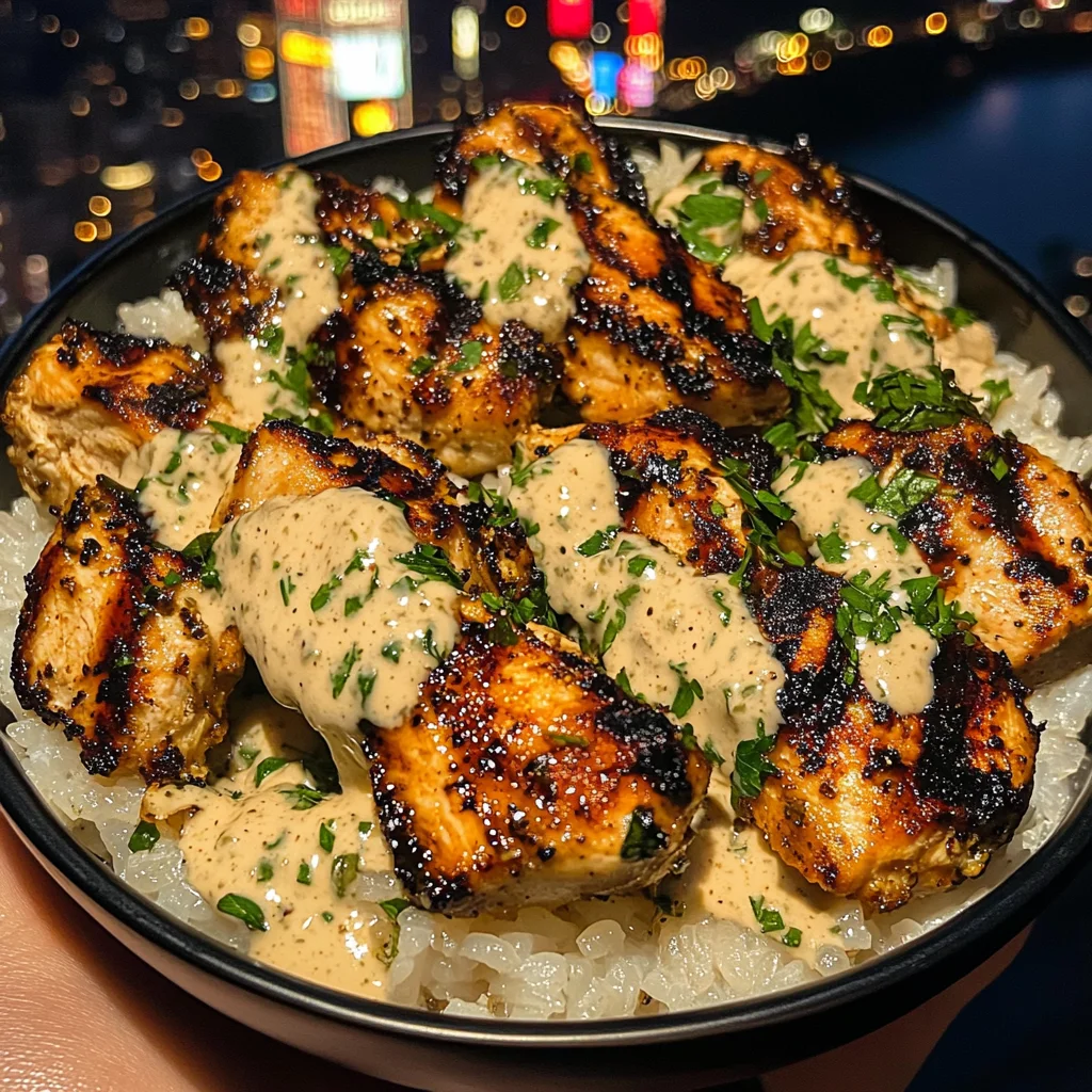 Grilled Chicken Rice Bowls with Creamy Herb Dressing