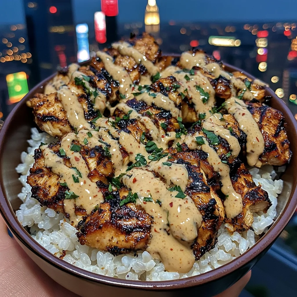 Grilled Chicken Rice Bowls with Smoky Chipotle Drizzle