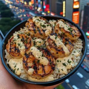 Grilled Shrimp Rice Bowls with Garlic Butter Drizzle