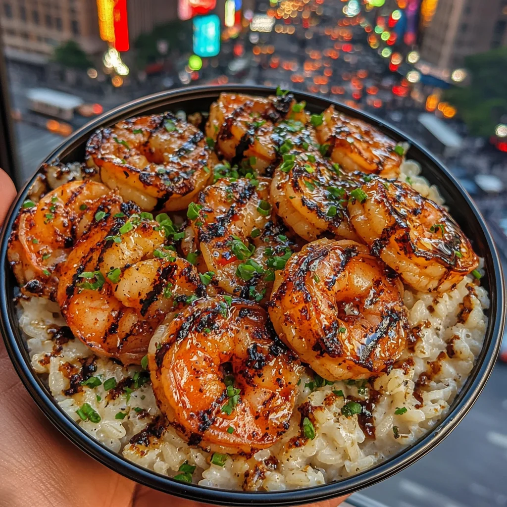 Grilled Shrimp Rice Bowls with Sweet Teriyaki Drizzle